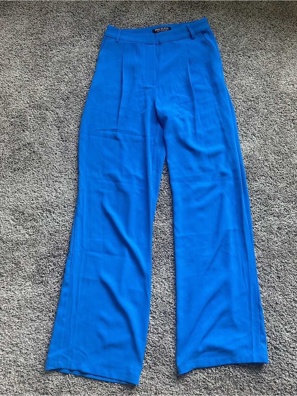 Priceless High-Waist Wide-Leg Trousers in Bright Blue